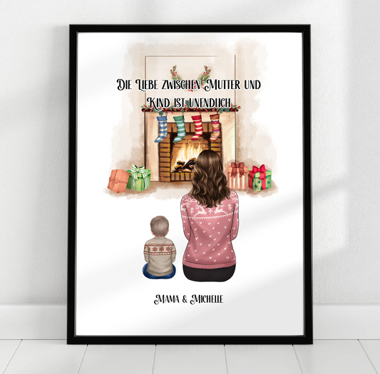 Mama & 1-3 Kinder Winter Poster