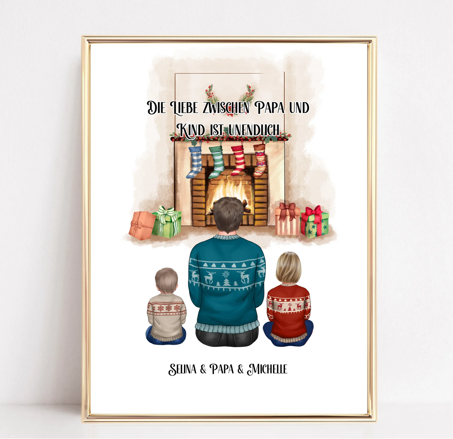 Papa & 1-3 Kinder Winter Poster
