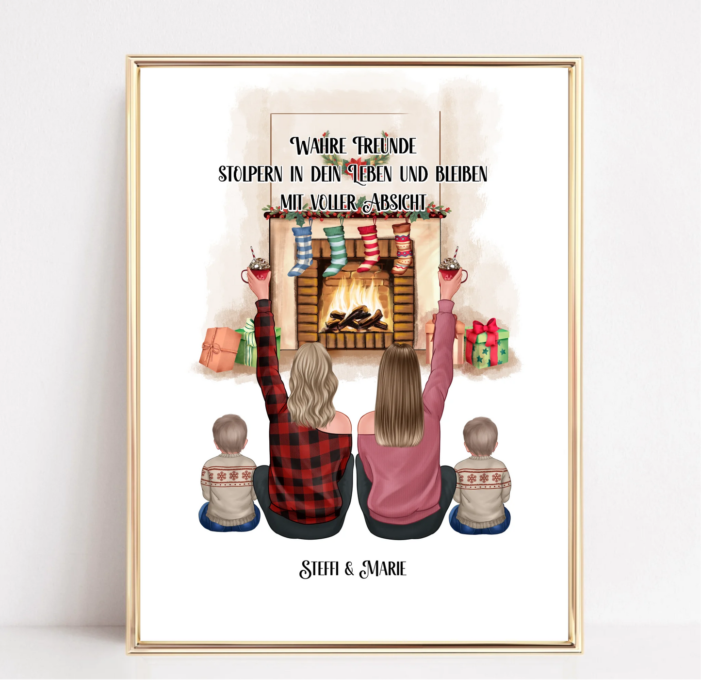 Freundinnen mit Kinder Winter Poster