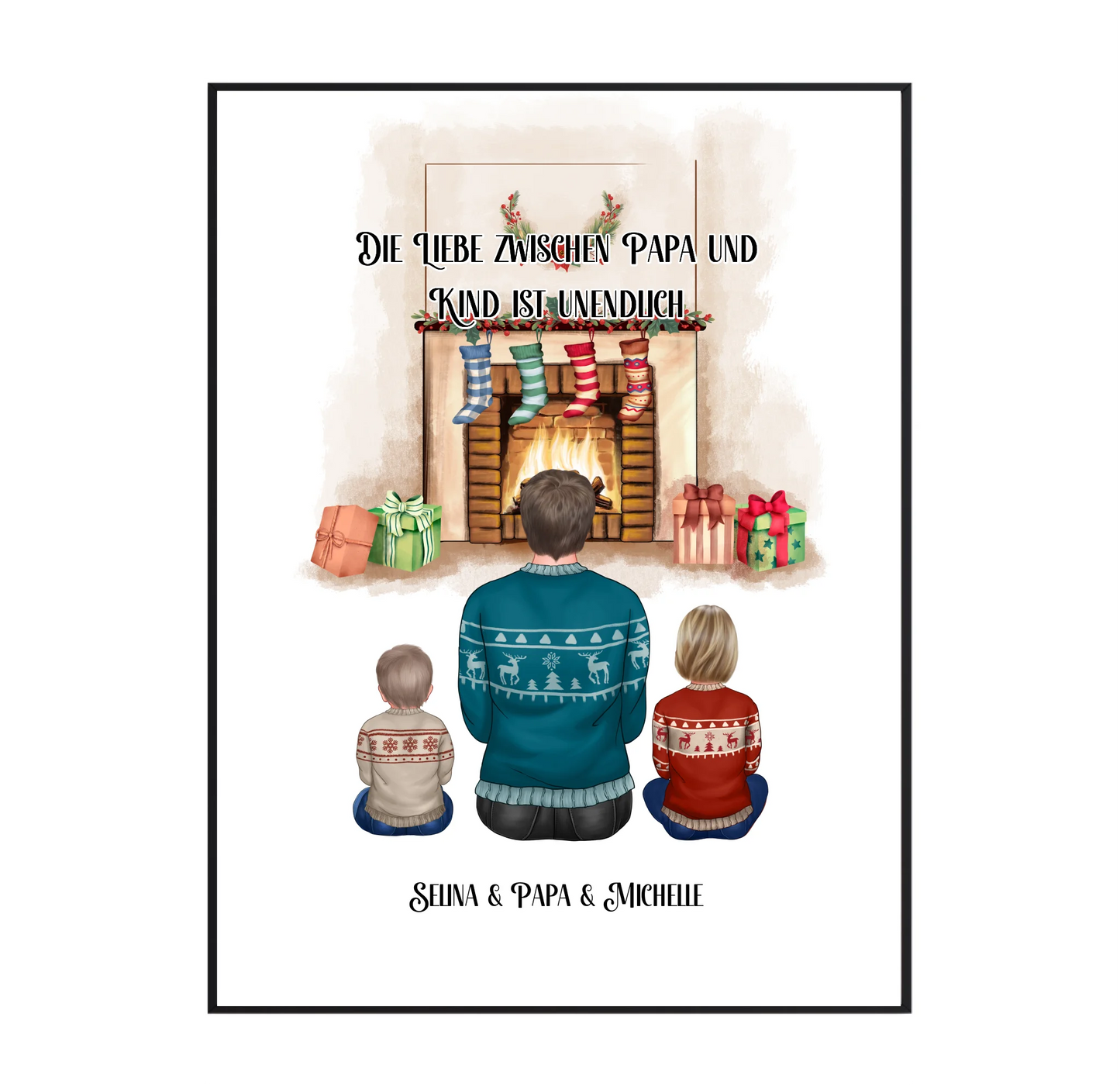 Papa & 1-3 Kinder Winter Poster