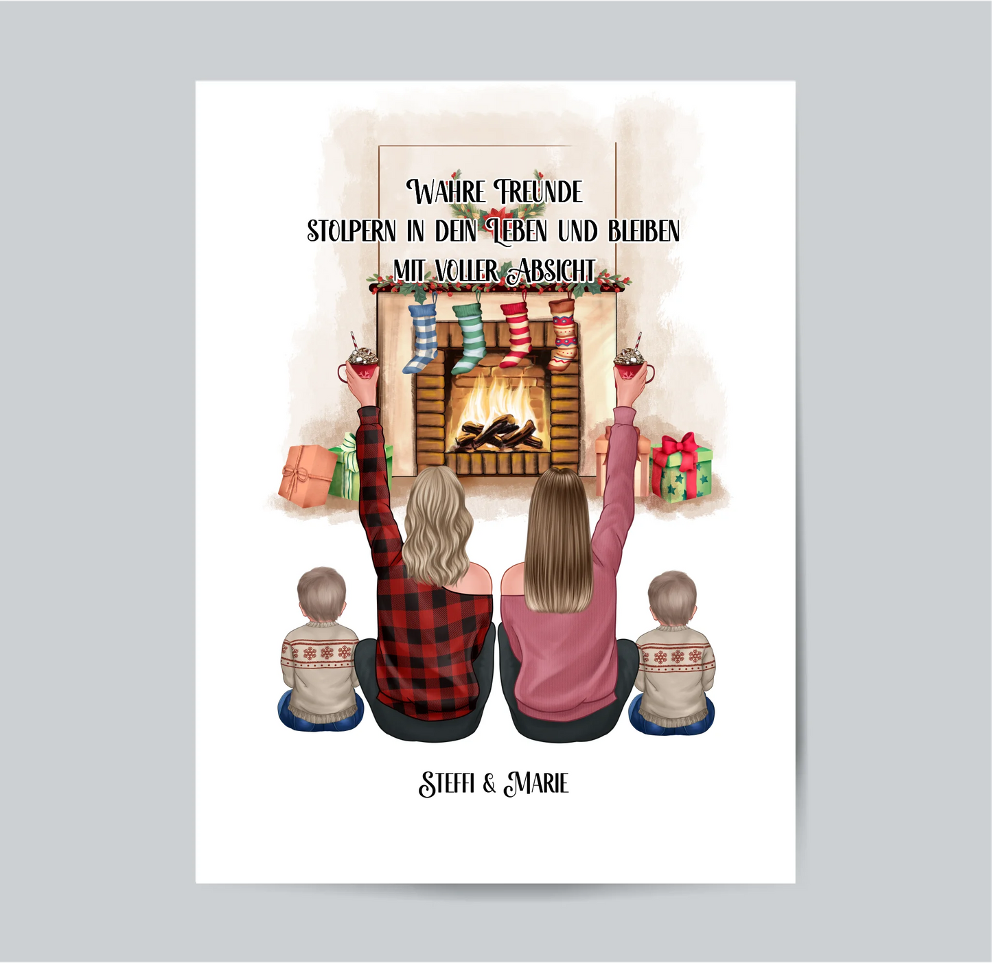 Freundinnen mit Kinder Winter Poster