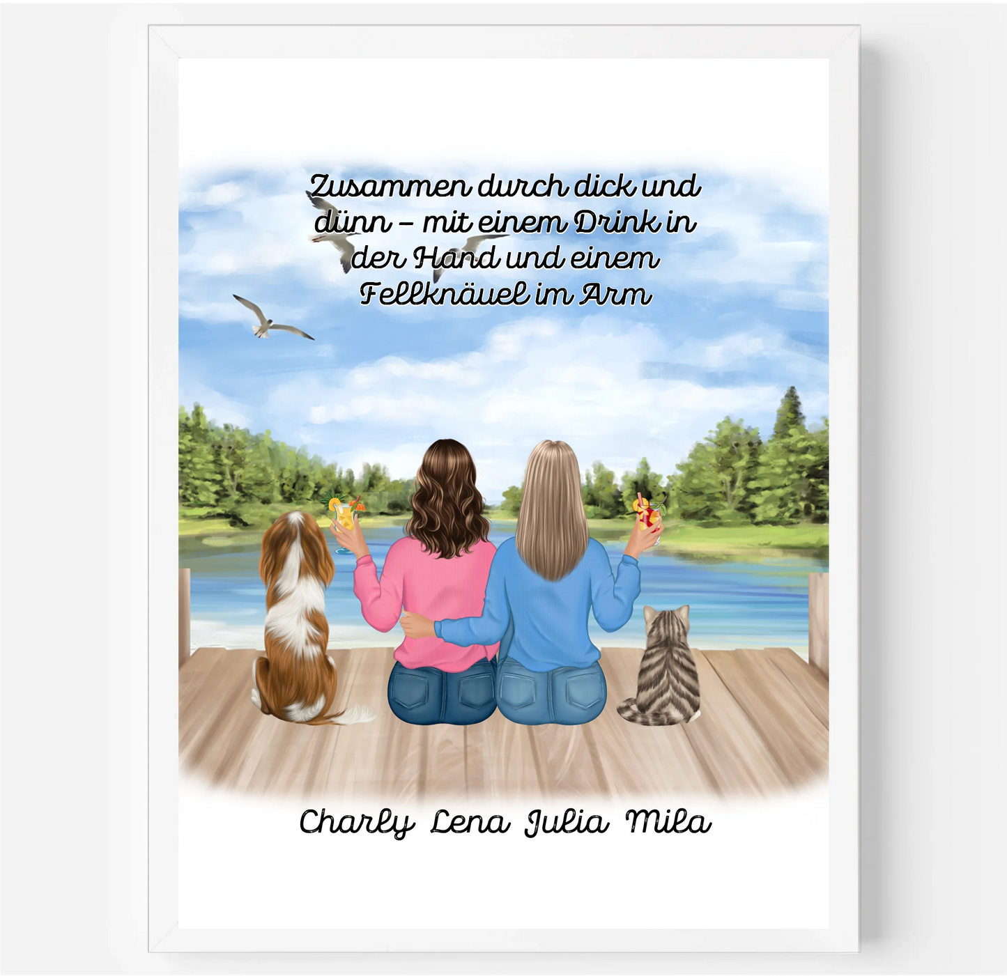 Freundinnen mit Haustier Poster