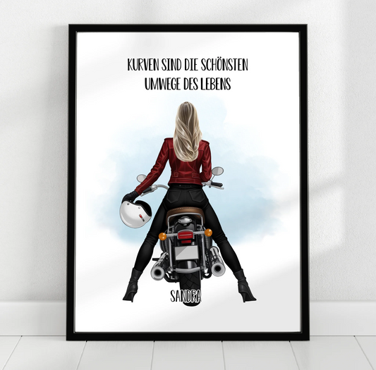 Motorradfahrer (Frau/Mann) Poster