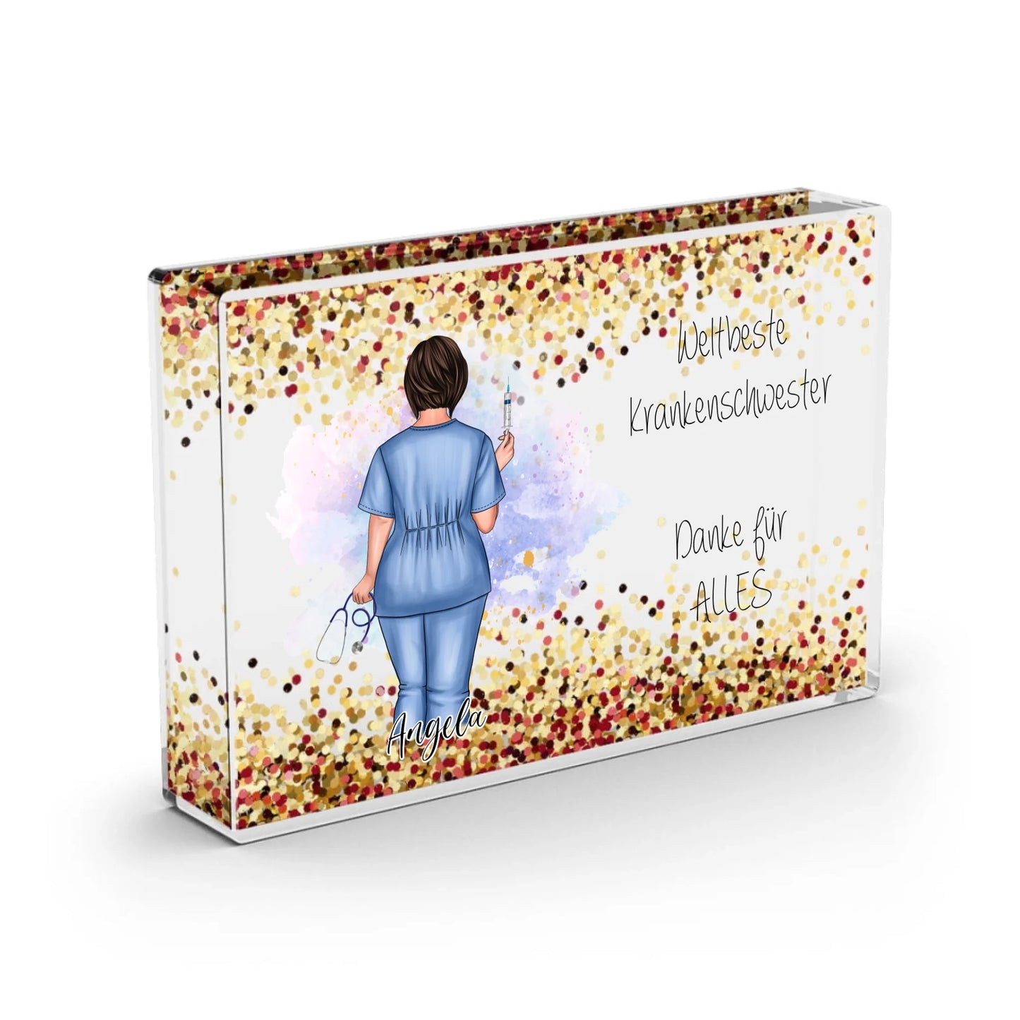 Curvy Krankenschwester Schneekugel RoseGold