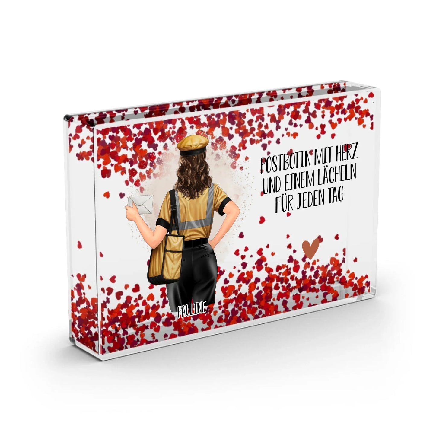 Postbote/Paketbote (Frau/Mann) Schneekugel Herz