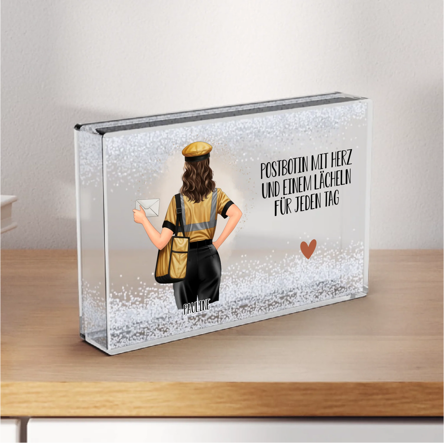 Postbote/Paketbote (Frau/Mann) Schneekugel Schnee