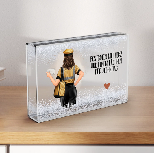 Postbote/Paketbote (Frau/Mann) Schneekugel Schnee