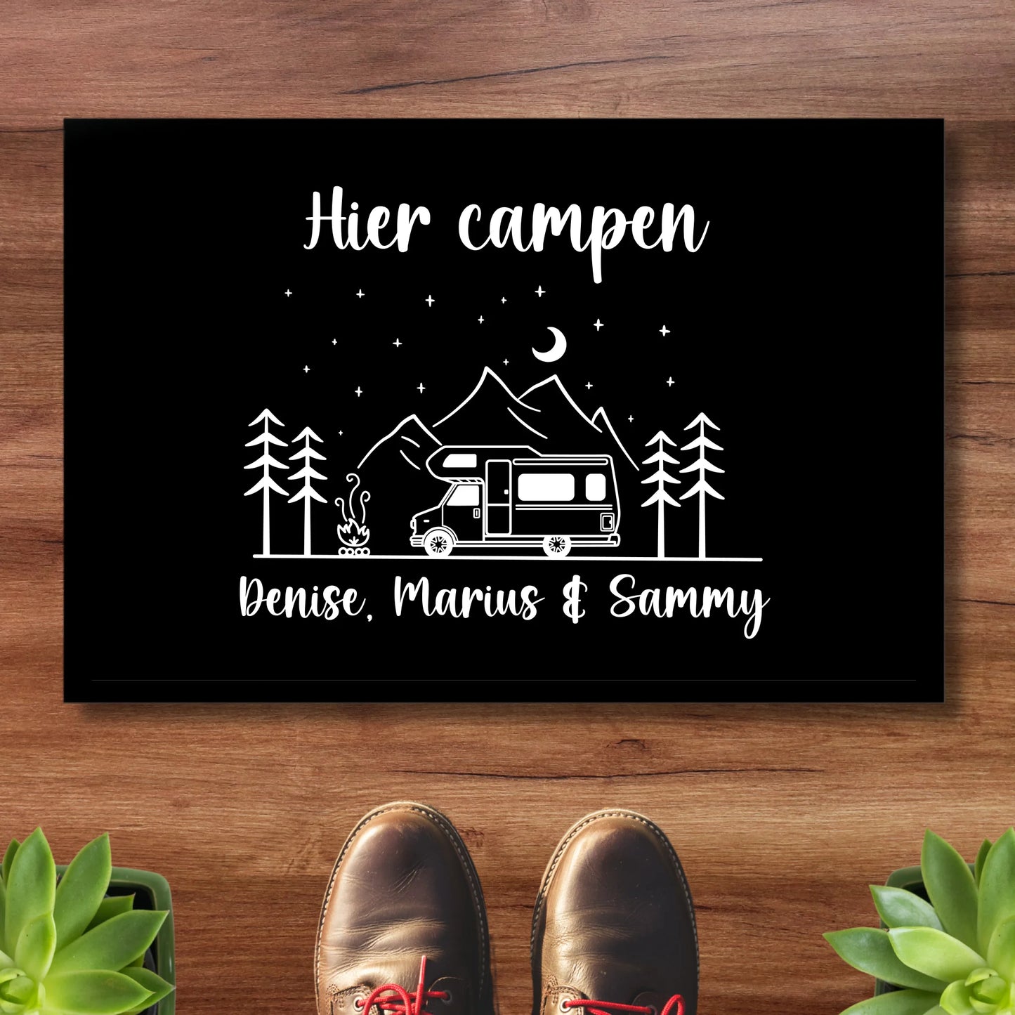 Hier campen - Personalisierte Fußmatte
