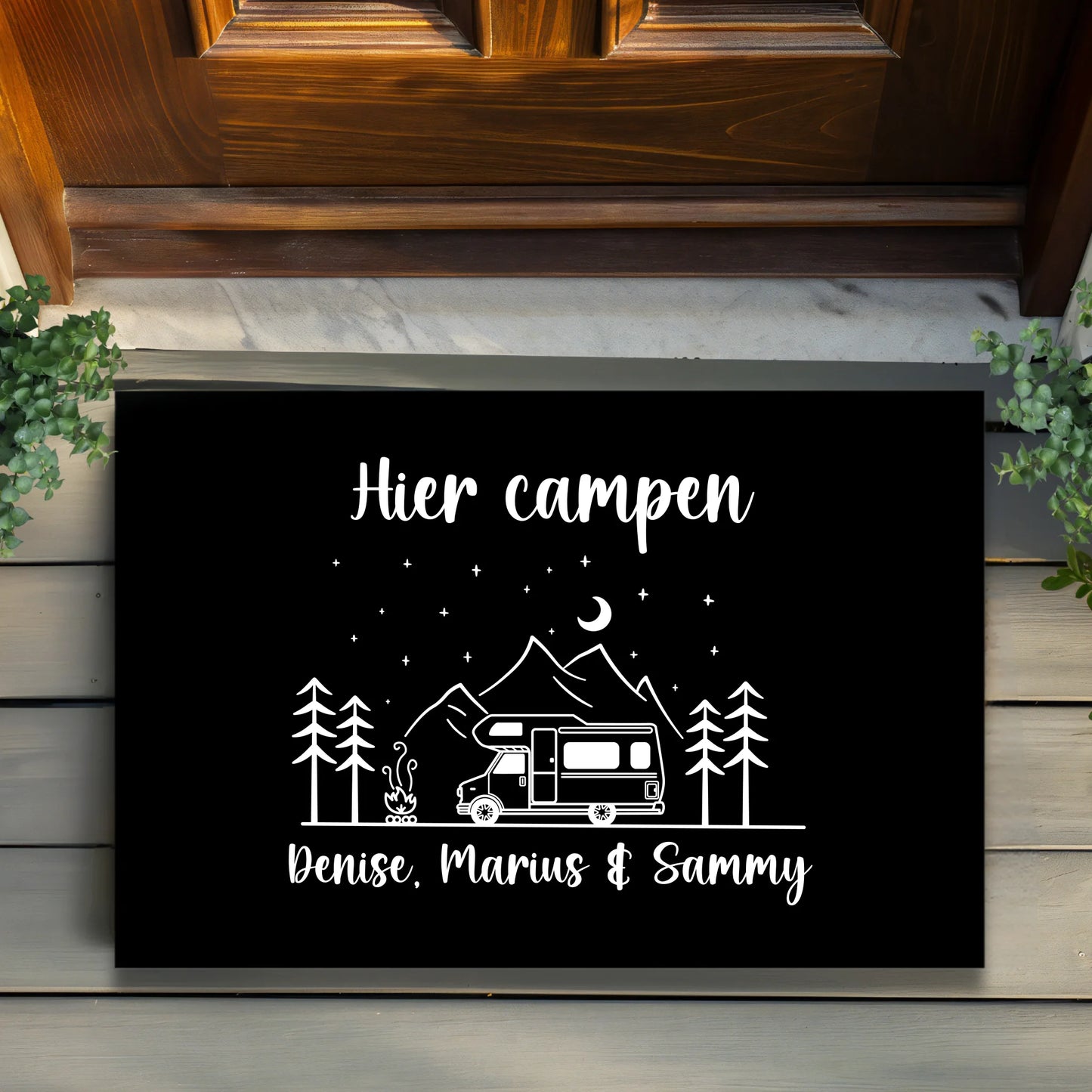 Hier campen - Personalisierte Fußmatte