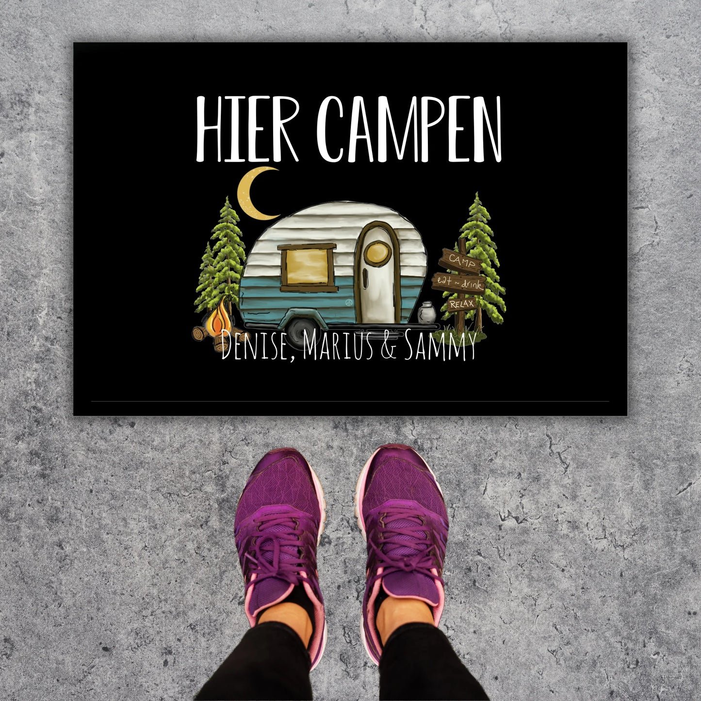 Personalisierte Camper Fußmatte mit Namen