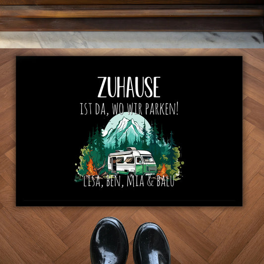 Zuhause ist da, wo wir parken - Personalisierte Fußmatte