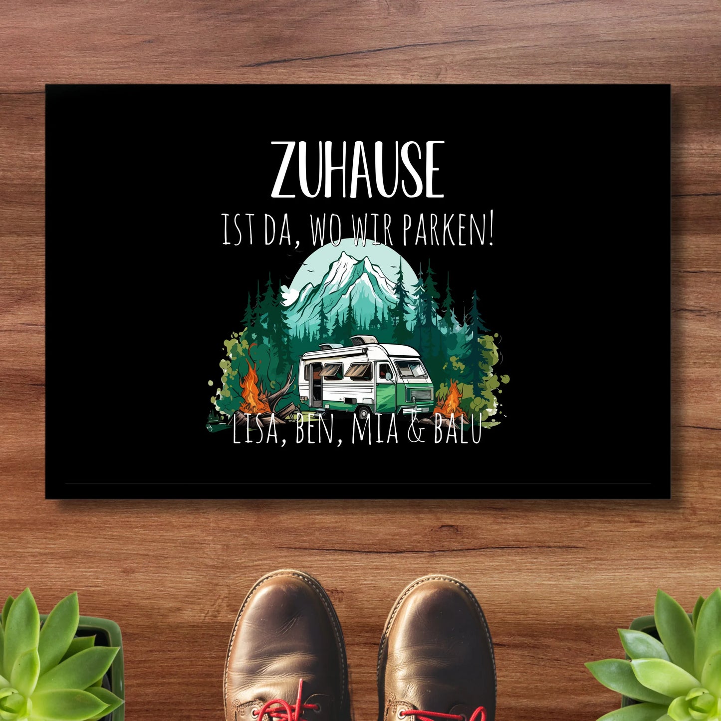 Zuhause ist da, wo wir parken - Personalisierte Fußmatte