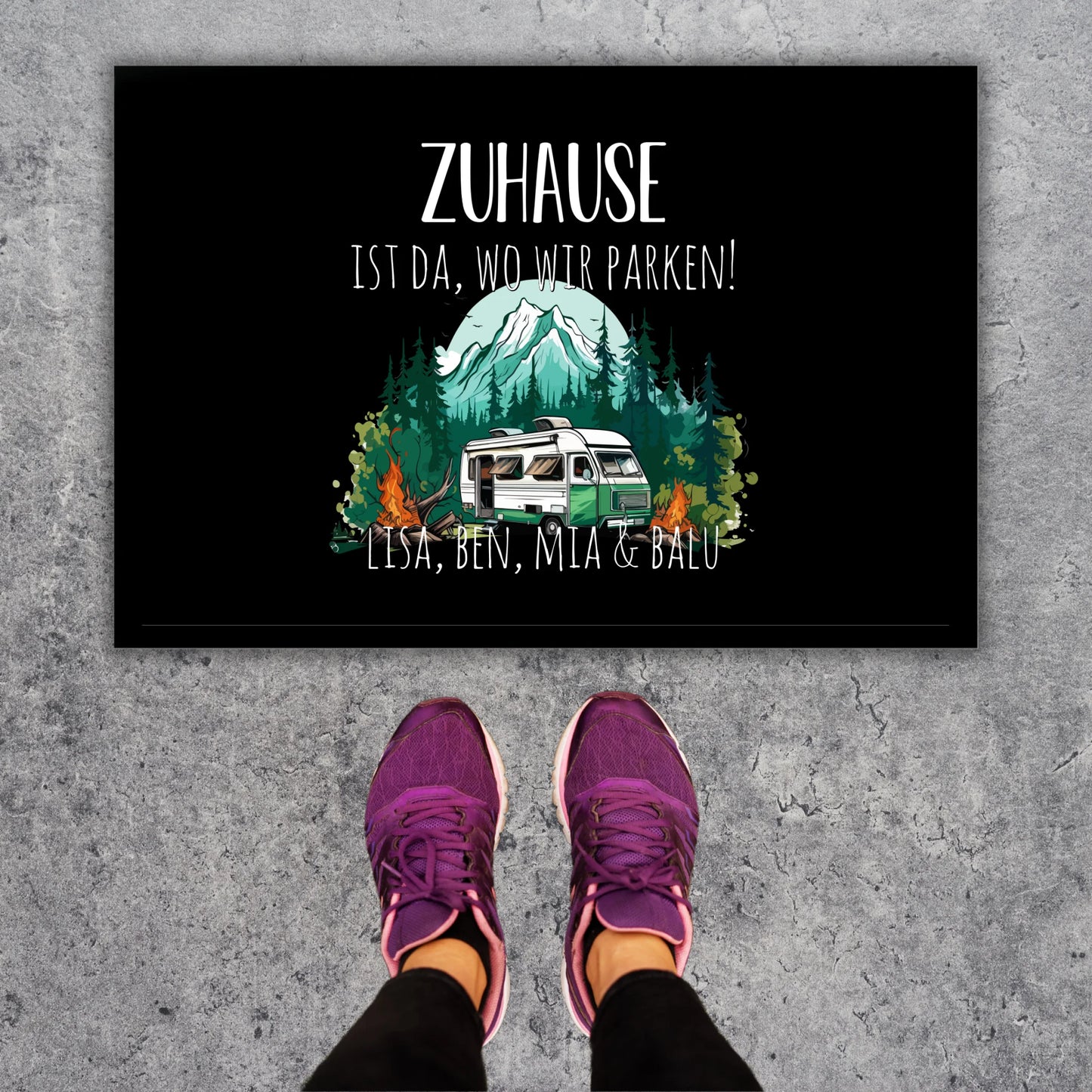 Zuhause ist da, wo wir parken - Personalisierte Fußmatte