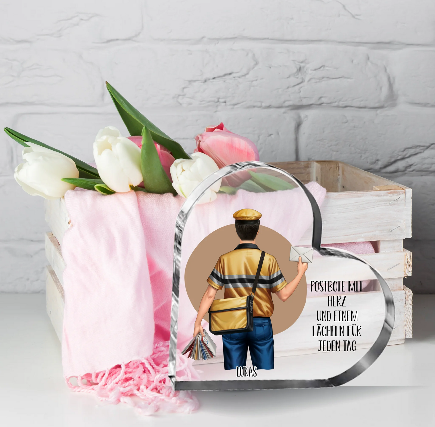 Postbote/Paketbote (Frau/Mann) Glasherz