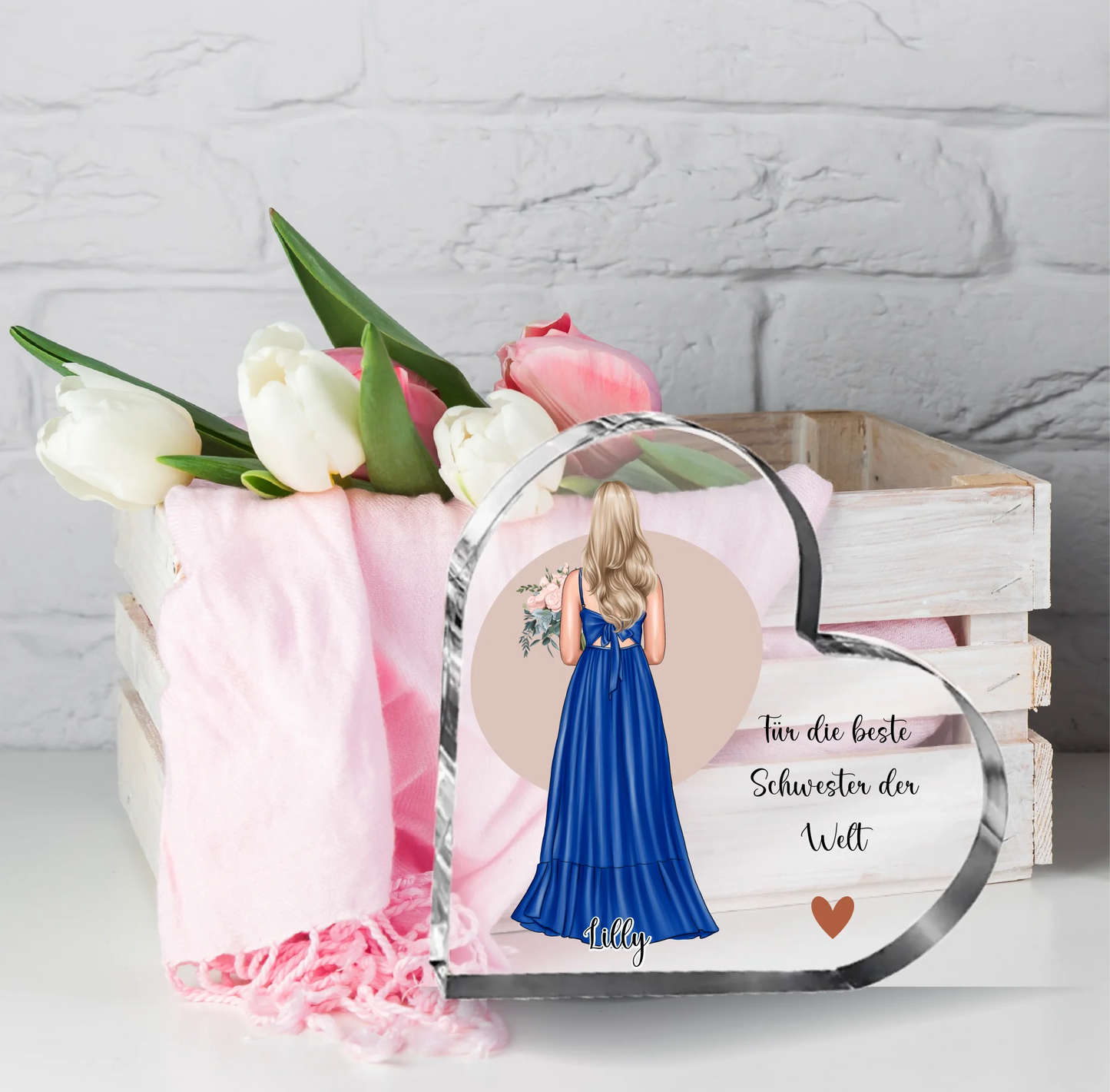 Frau Kleid Glasaufsteller Herz
