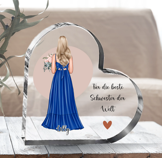Frau Kleid Glasaufsteller Herz