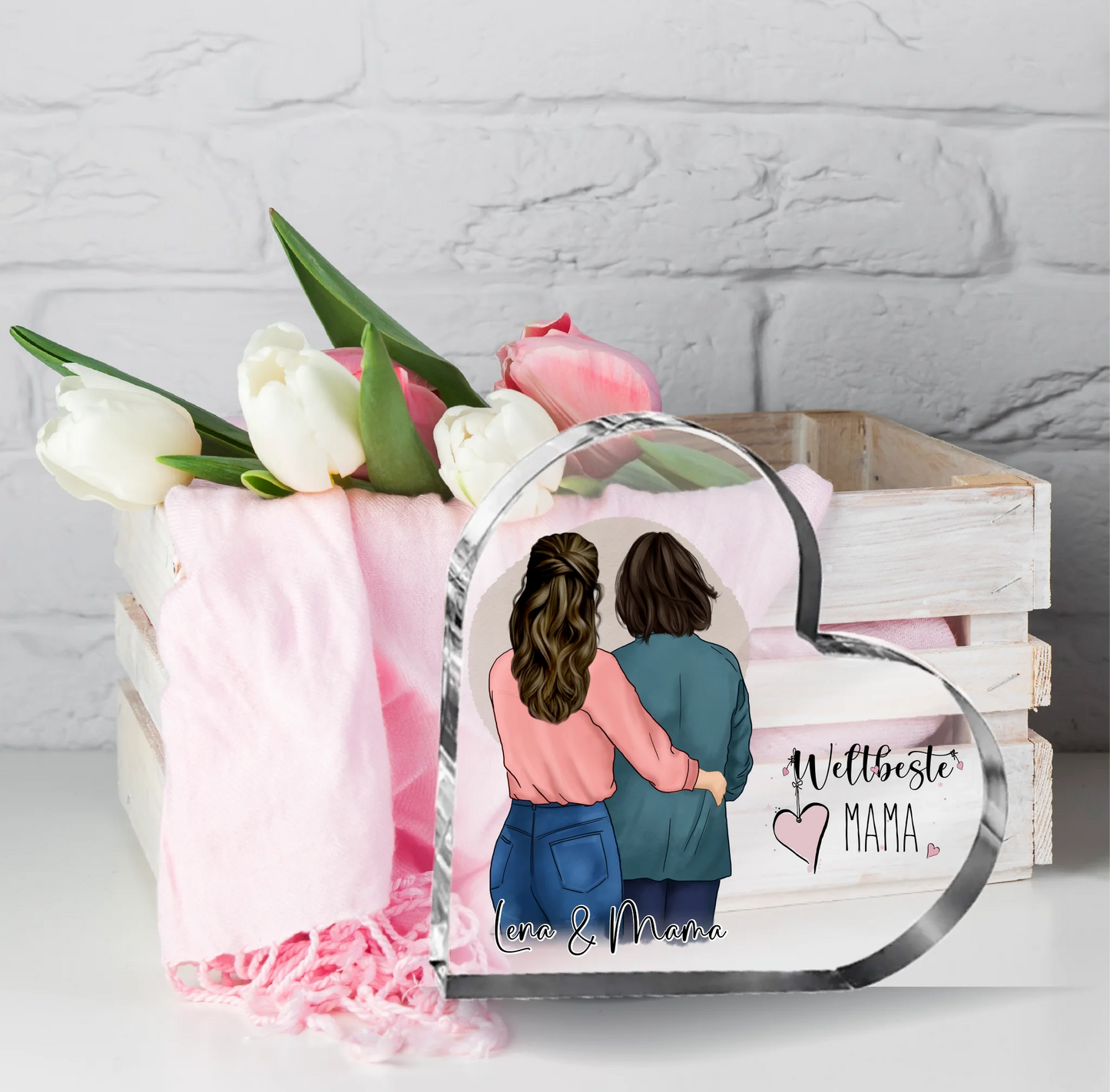 Mutter & Tochter  Herz Glasaufsteller