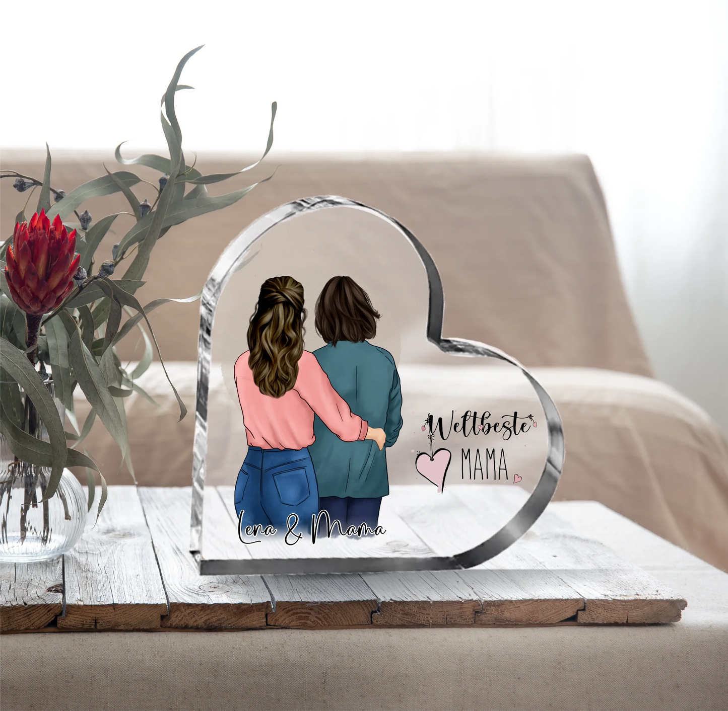 Mutter & Tochter  Herz Glasaufsteller