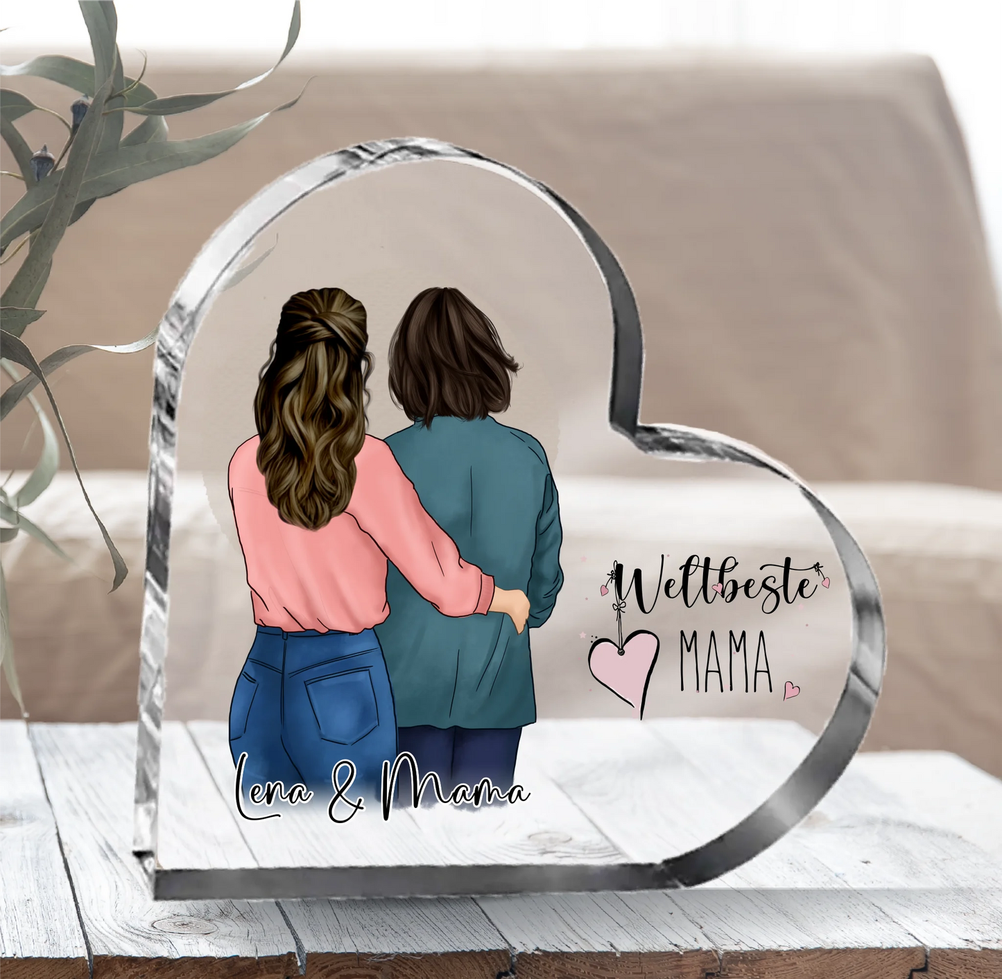 Mutter & Tochter  Herz Glasaufsteller