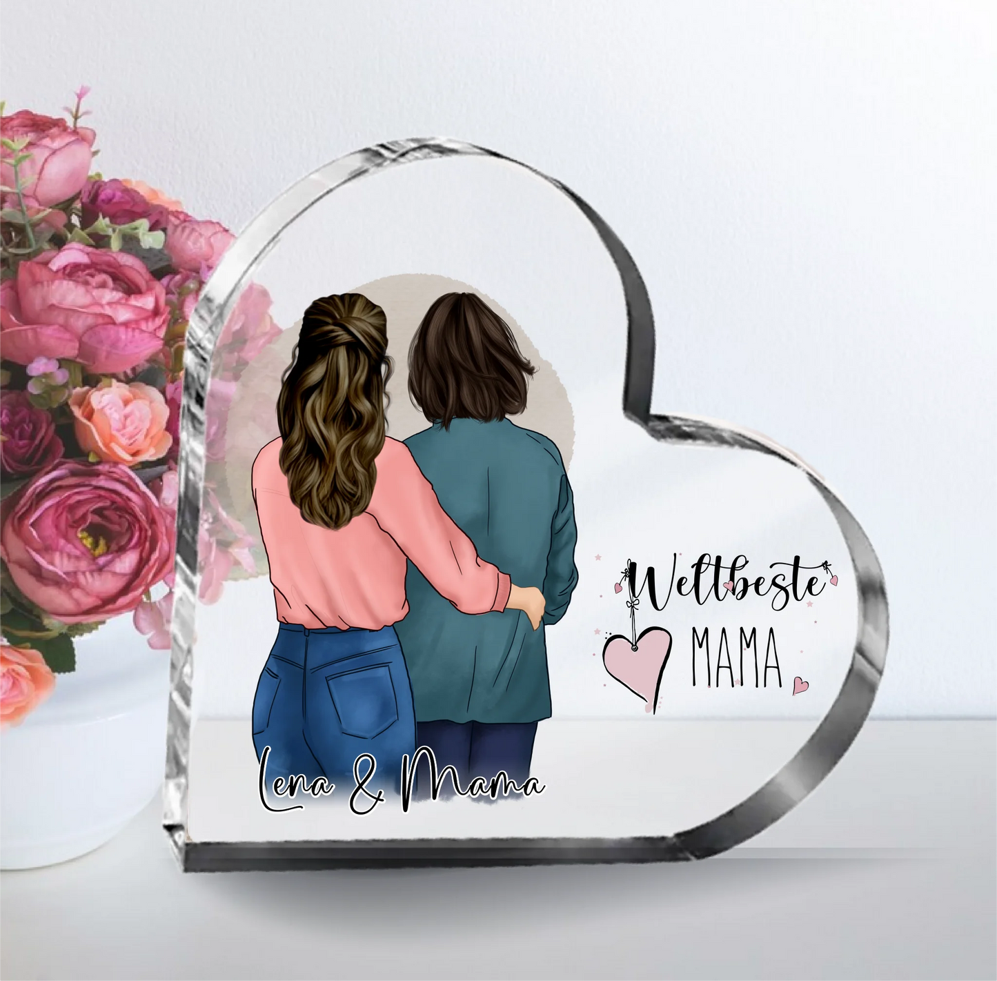 Mutter & Tochter  Herz Glasaufsteller