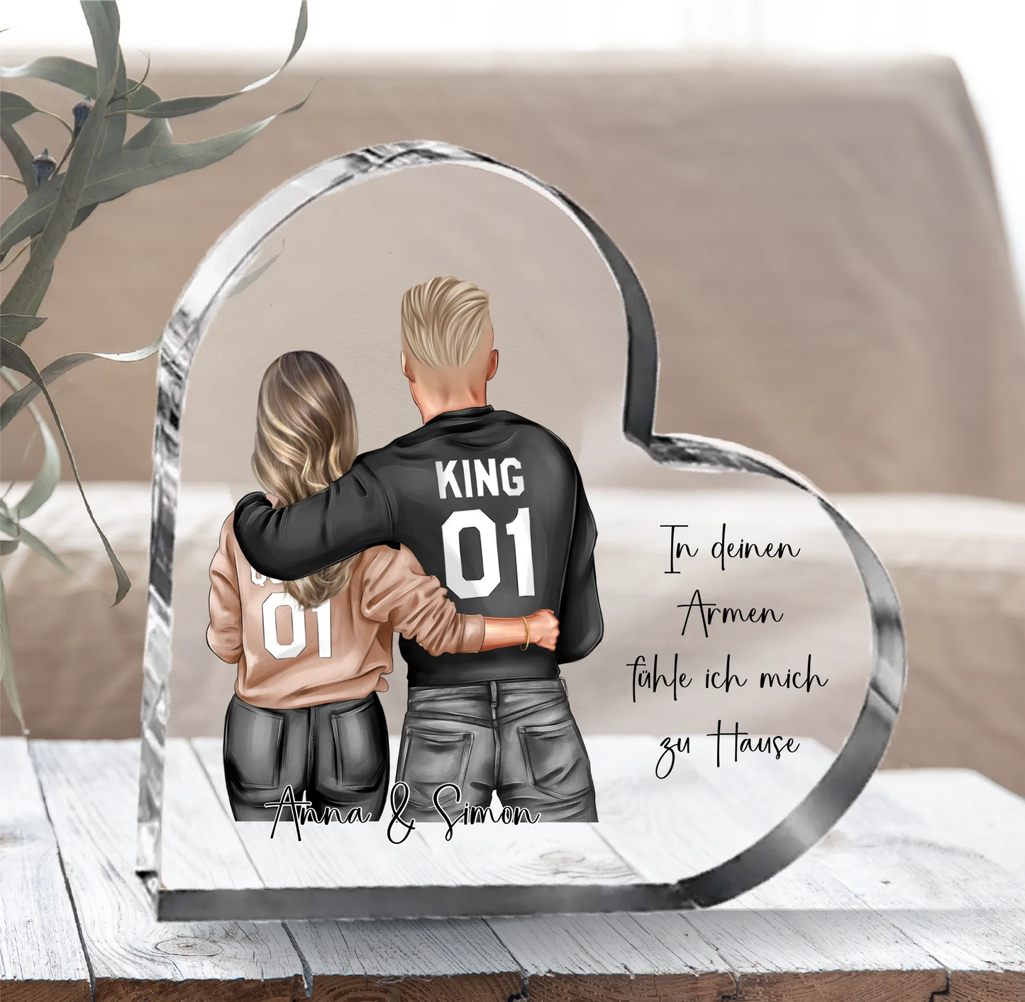 Paar Herz Glasaufsteller