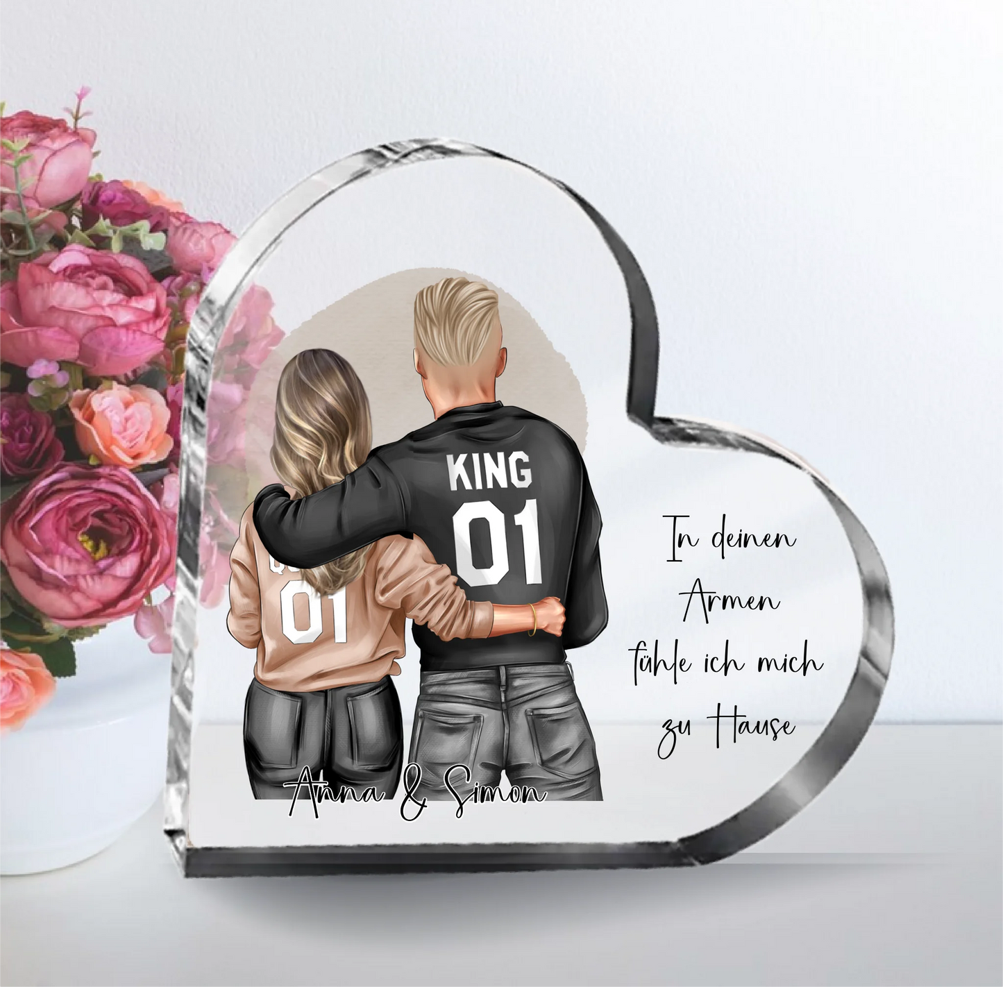 Paar Herz Glasaufsteller