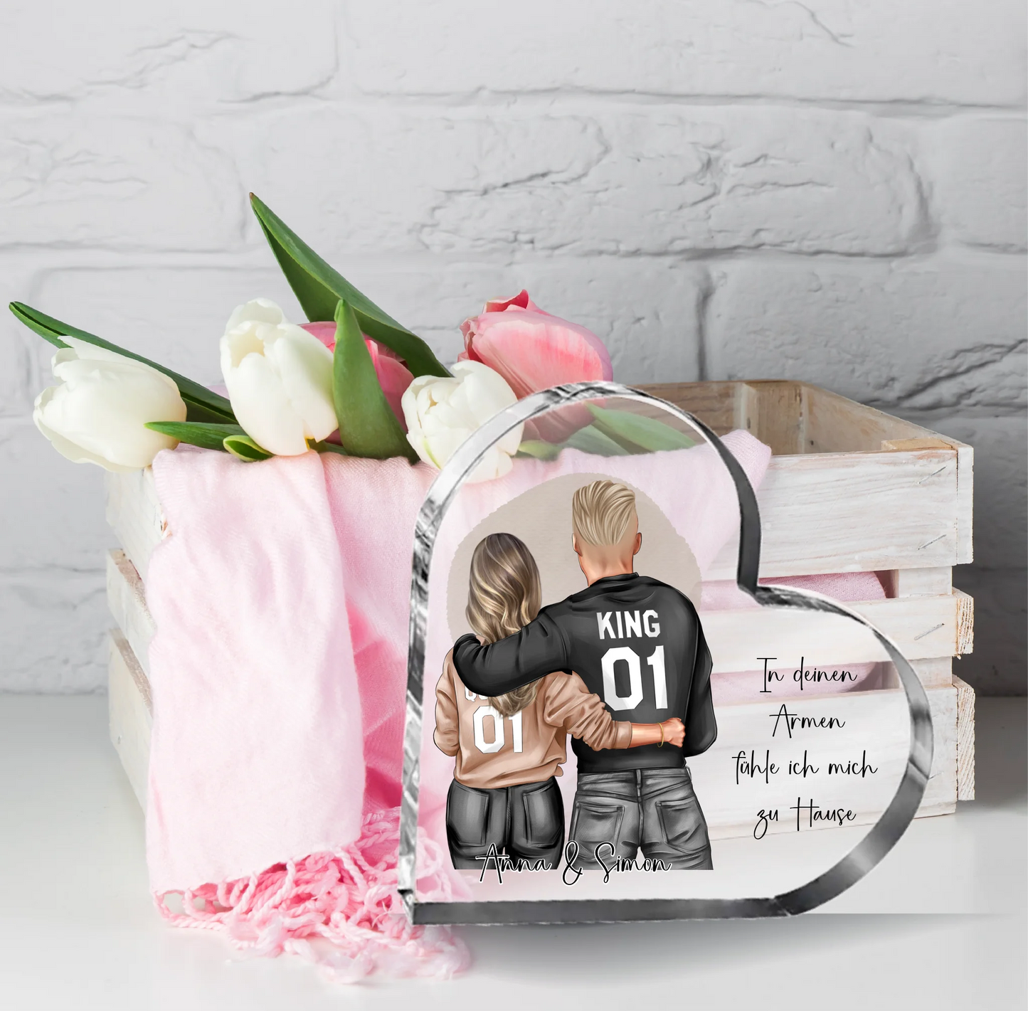 Paar Herz Glasaufsteller