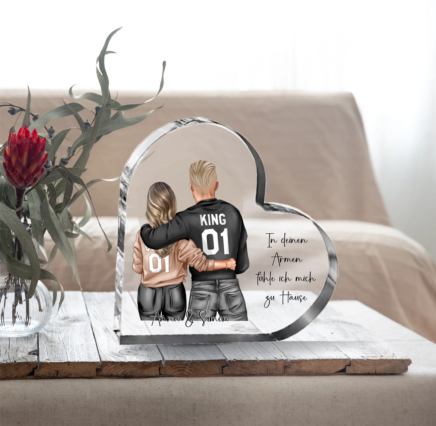 Paar Herz Glasaufsteller