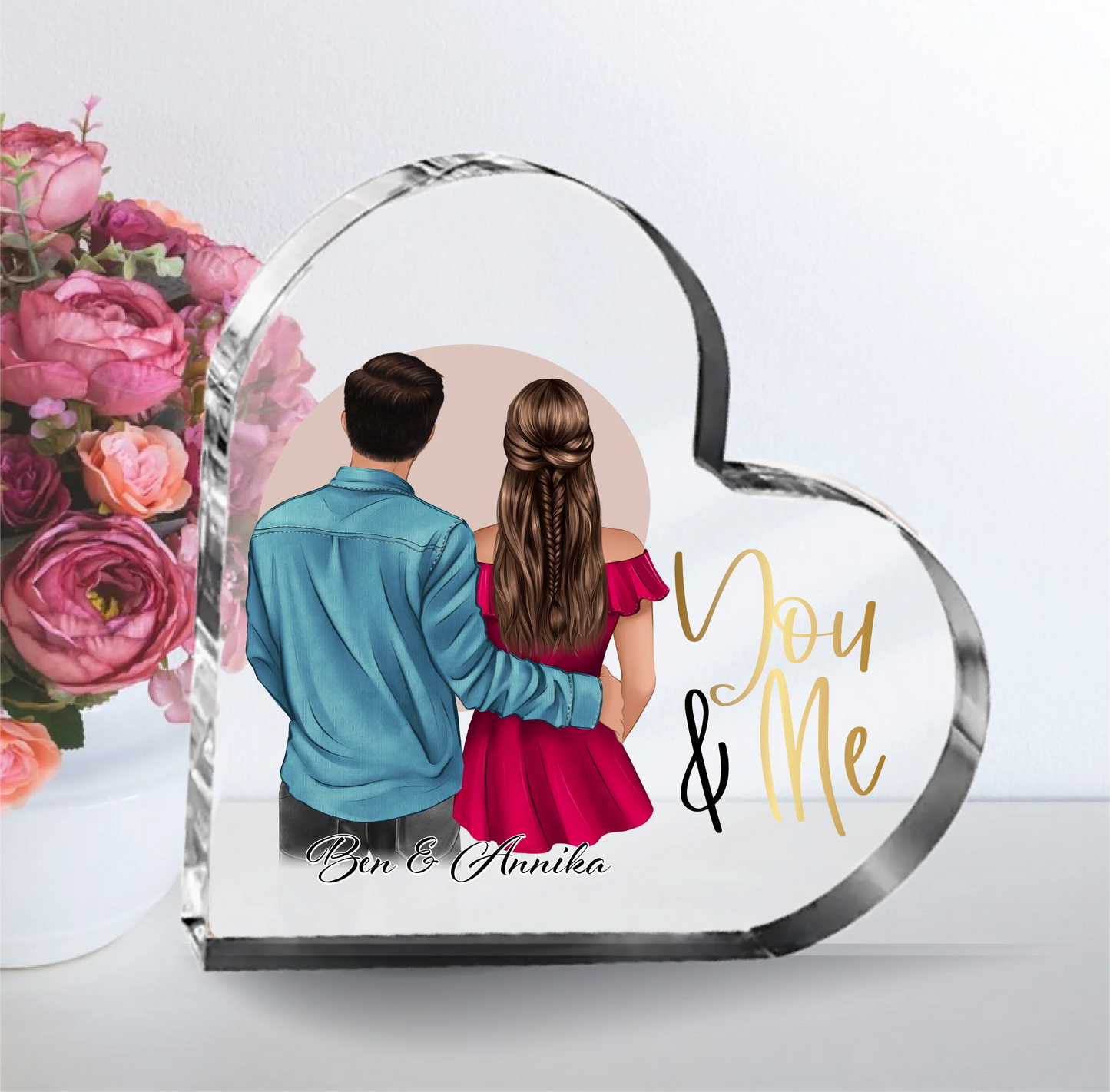 Paar Herz Glasaufsteller