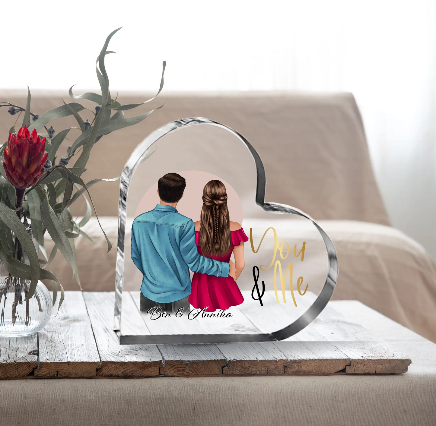 Paar Herz Glasaufsteller