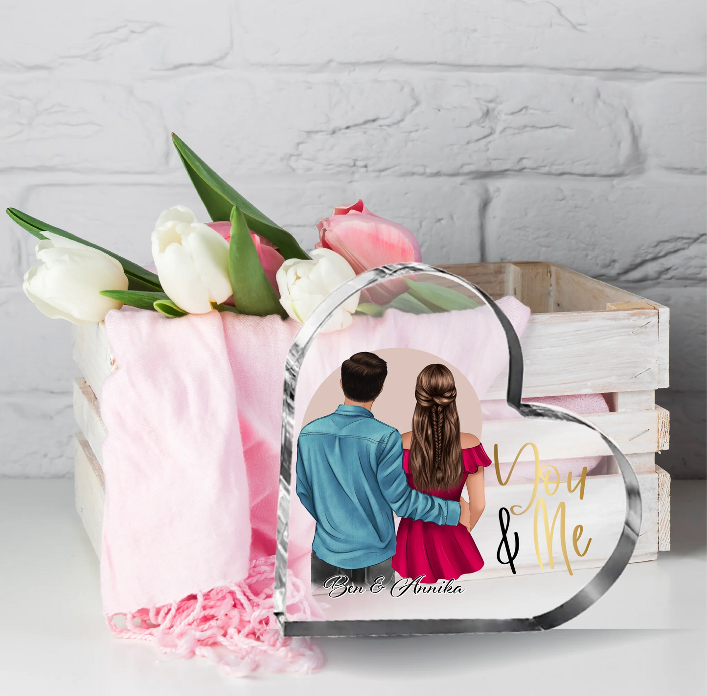 Paar Herz Glasaufsteller