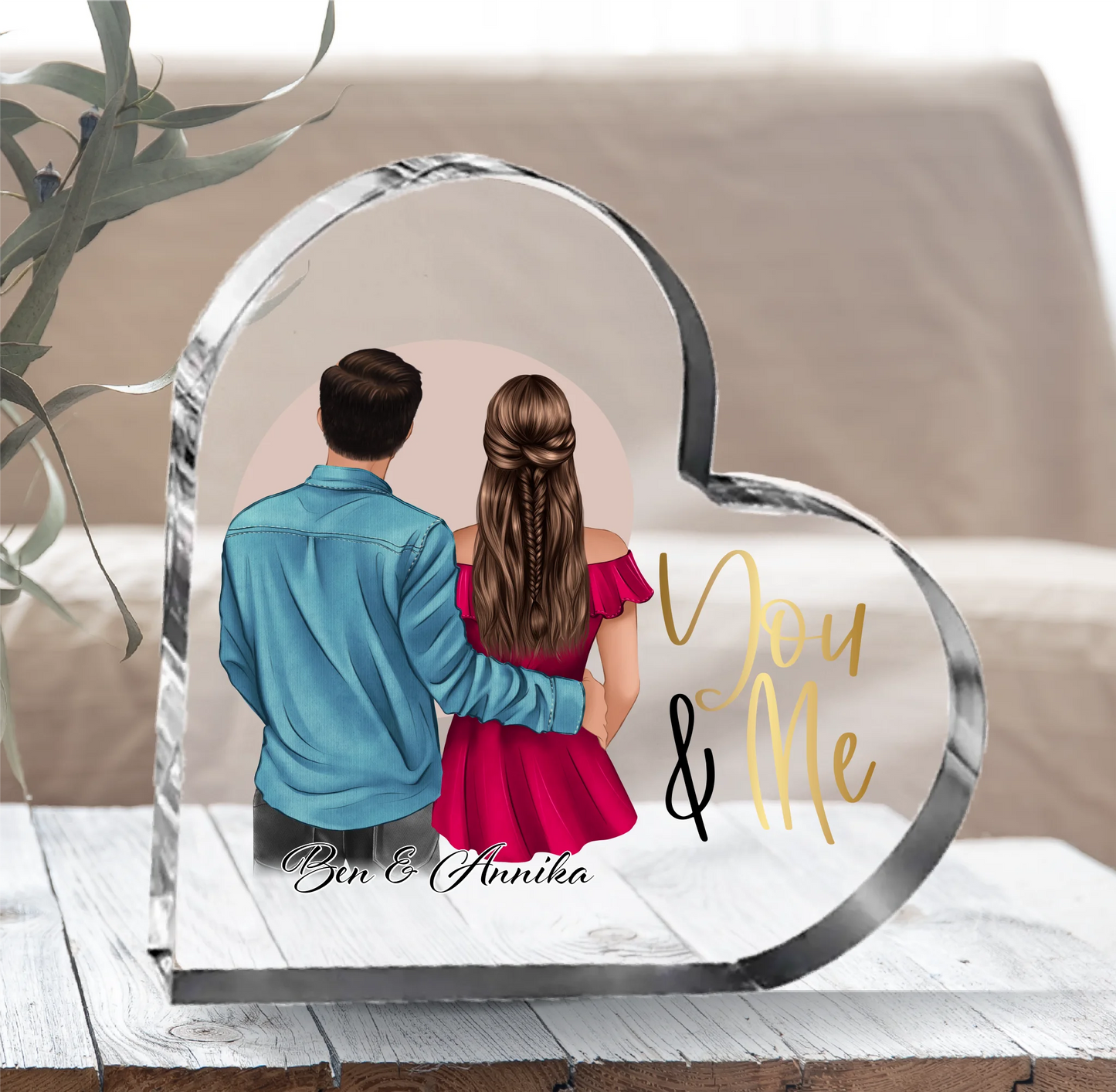 Paar Herz Glasaufsteller