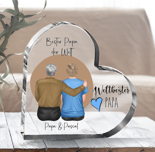 Vater & Sohn Herz Glasaufsteller