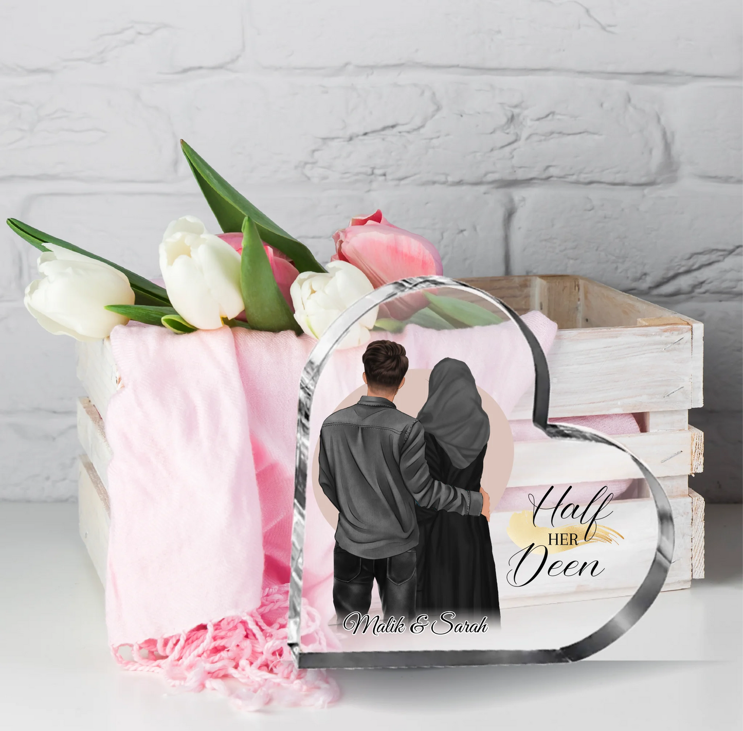 Muslim Paar Herz Glasaufsteller