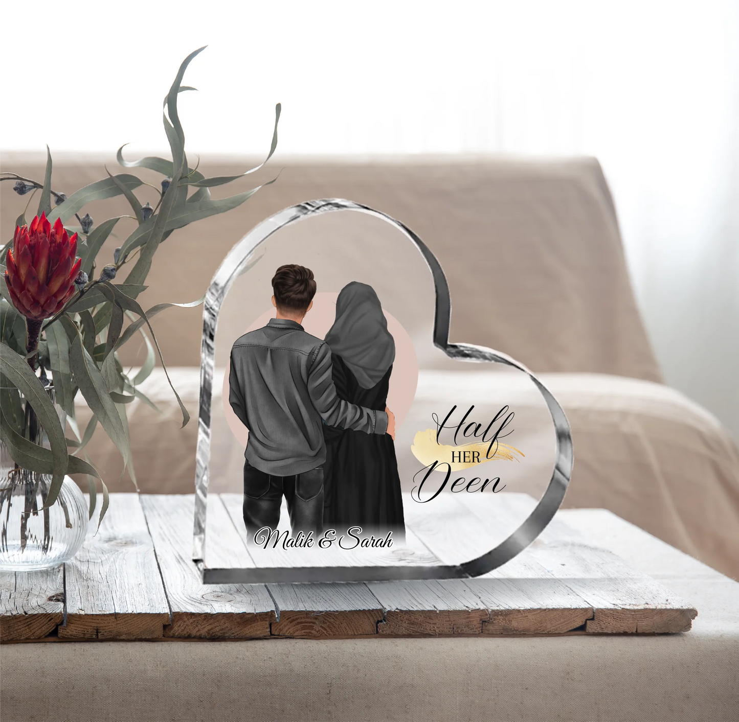 Muslim Paar Herz Glasaufsteller