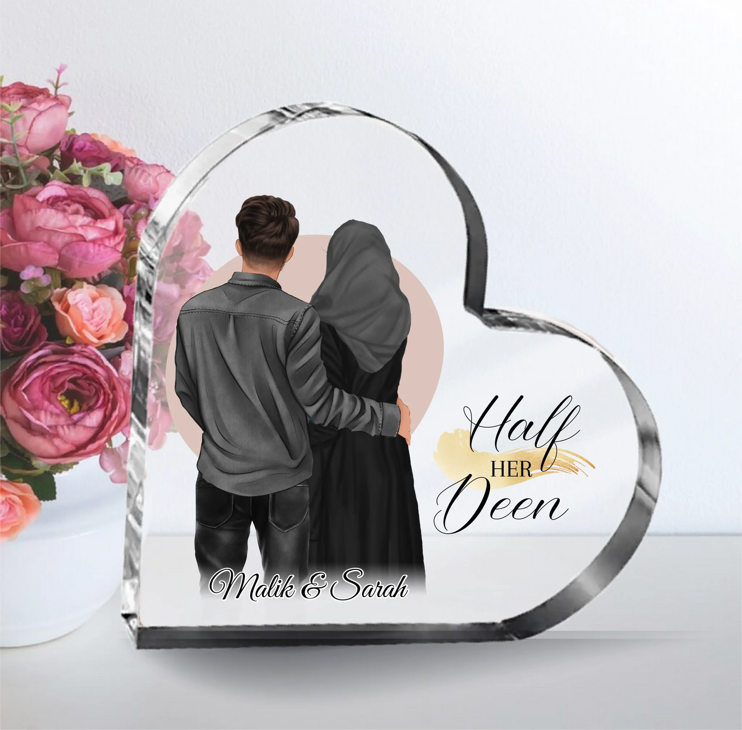 Muslim Paar Herz Glasaufsteller