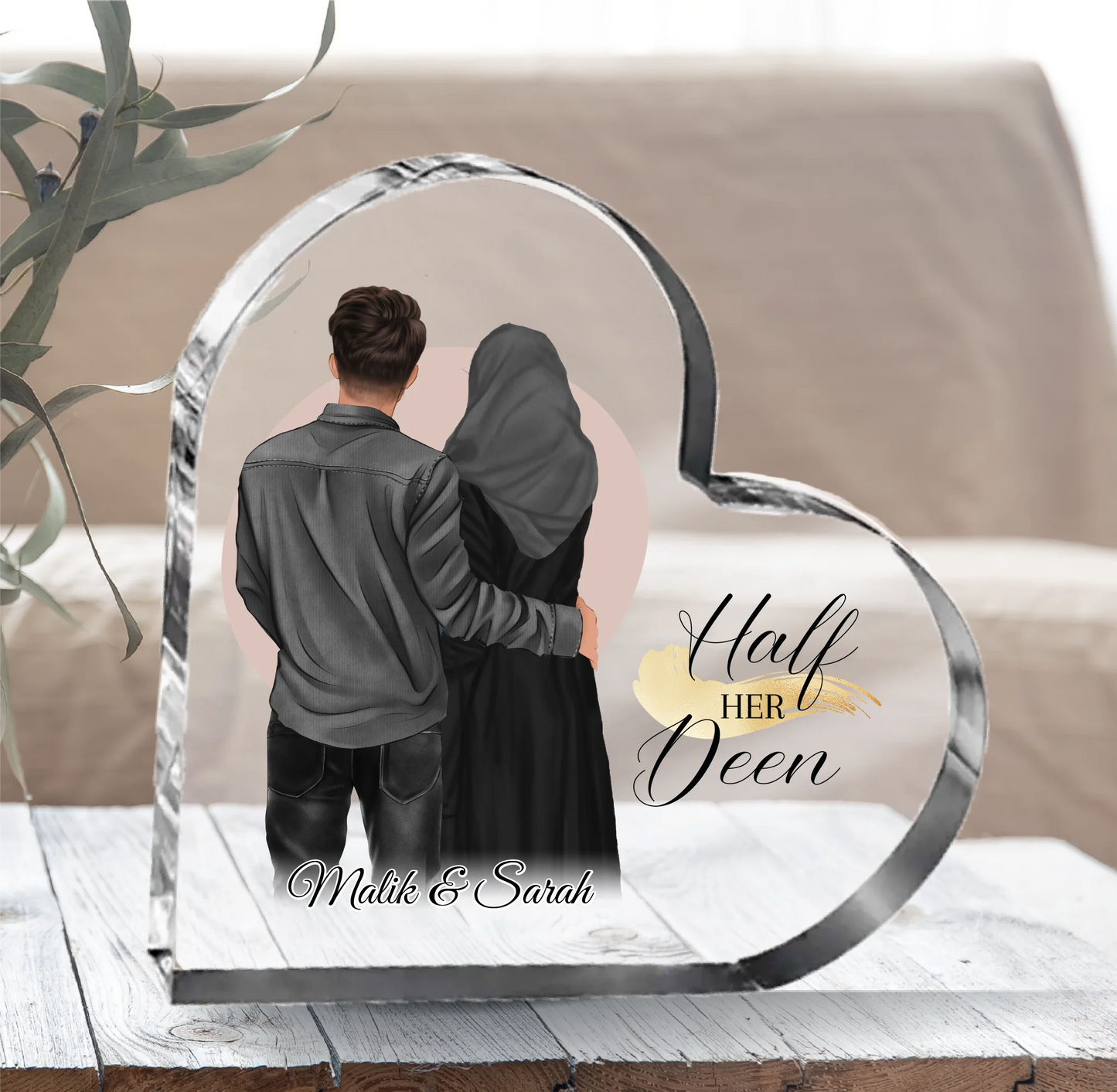 Muslim Paar Herz Glasaufsteller