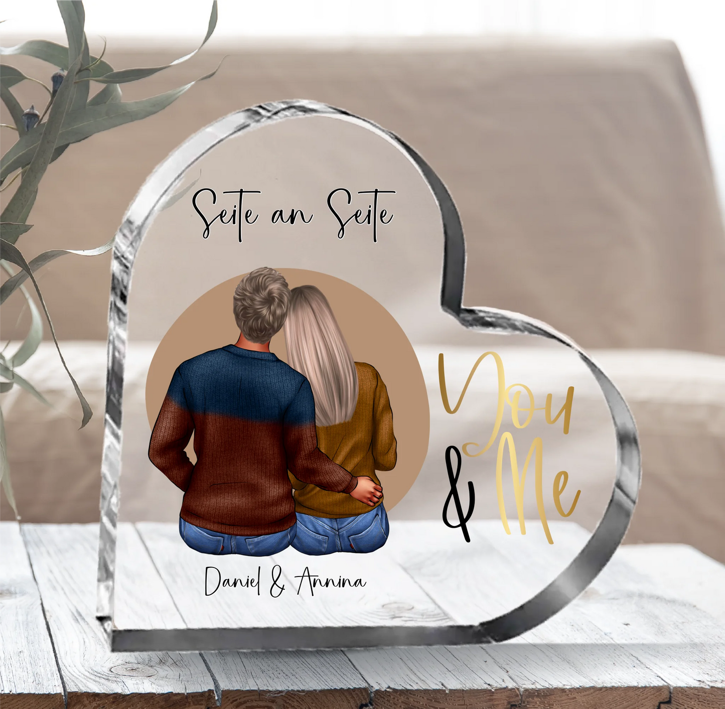 Paar Herz Glasaufsteller