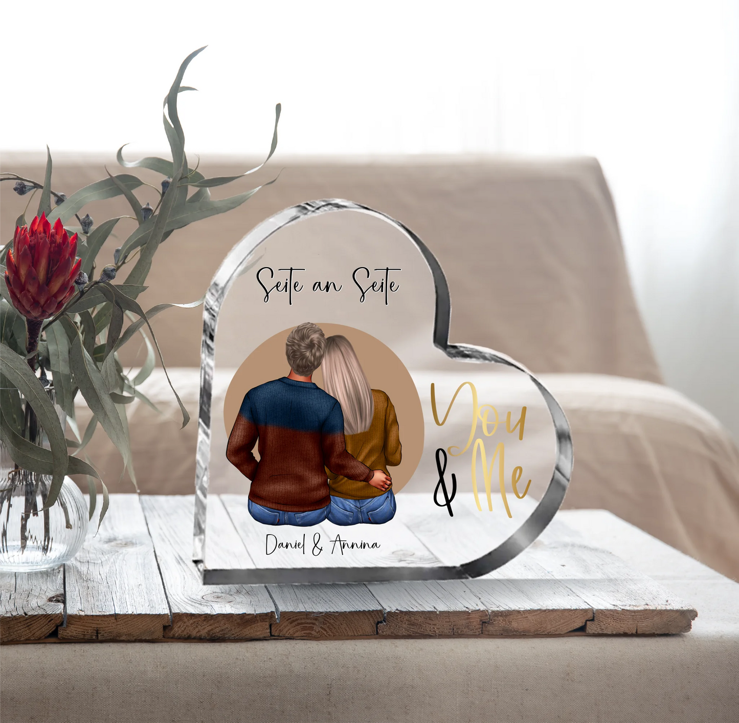 Paar Herz Glasaufsteller