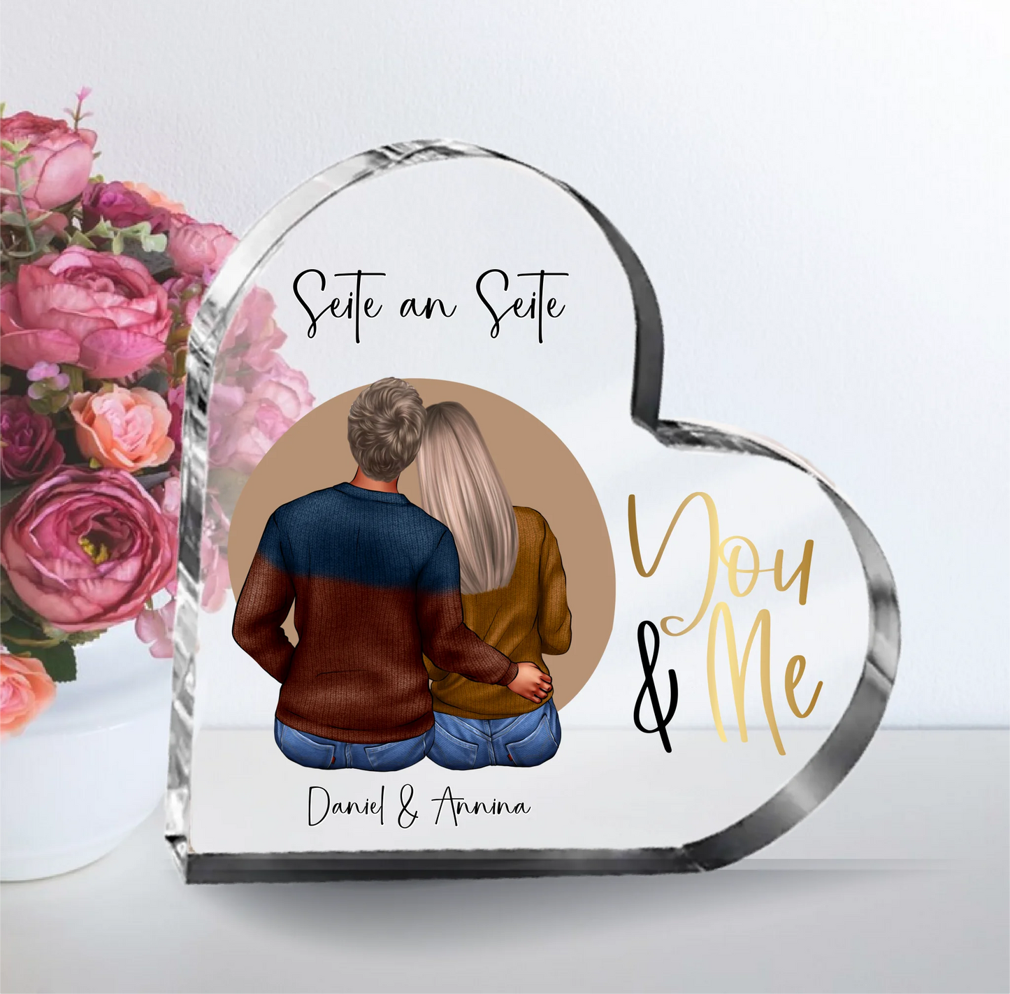 Paar Herz Glasaufsteller