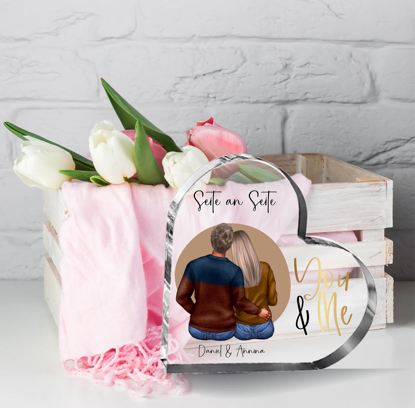 Paar Herz Glasaufsteller