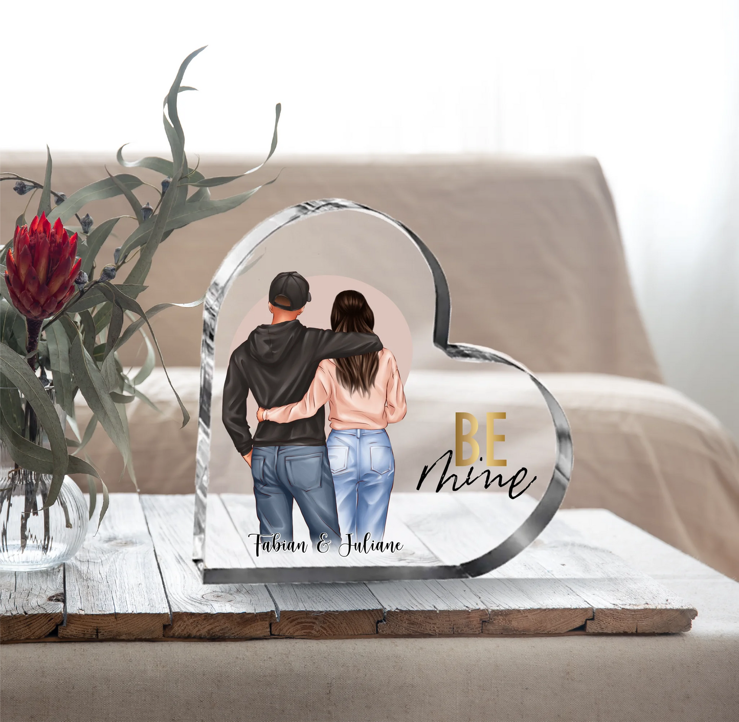 Paar Herz Glasaufsteller