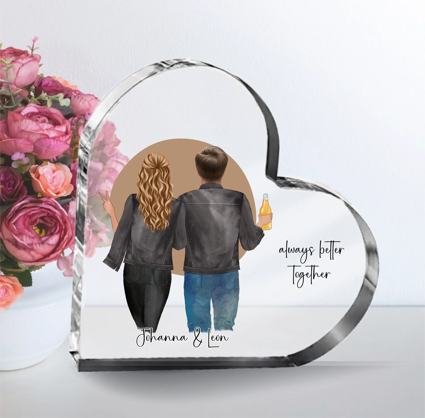 Bester Freundin & Beste Freundin Herz Glasaufsteller
