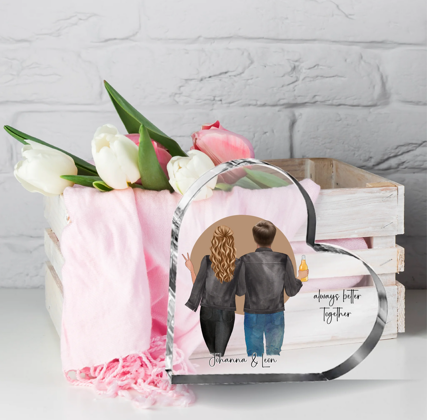 Bester Freundin & Beste Freundin Herz Glasaufsteller