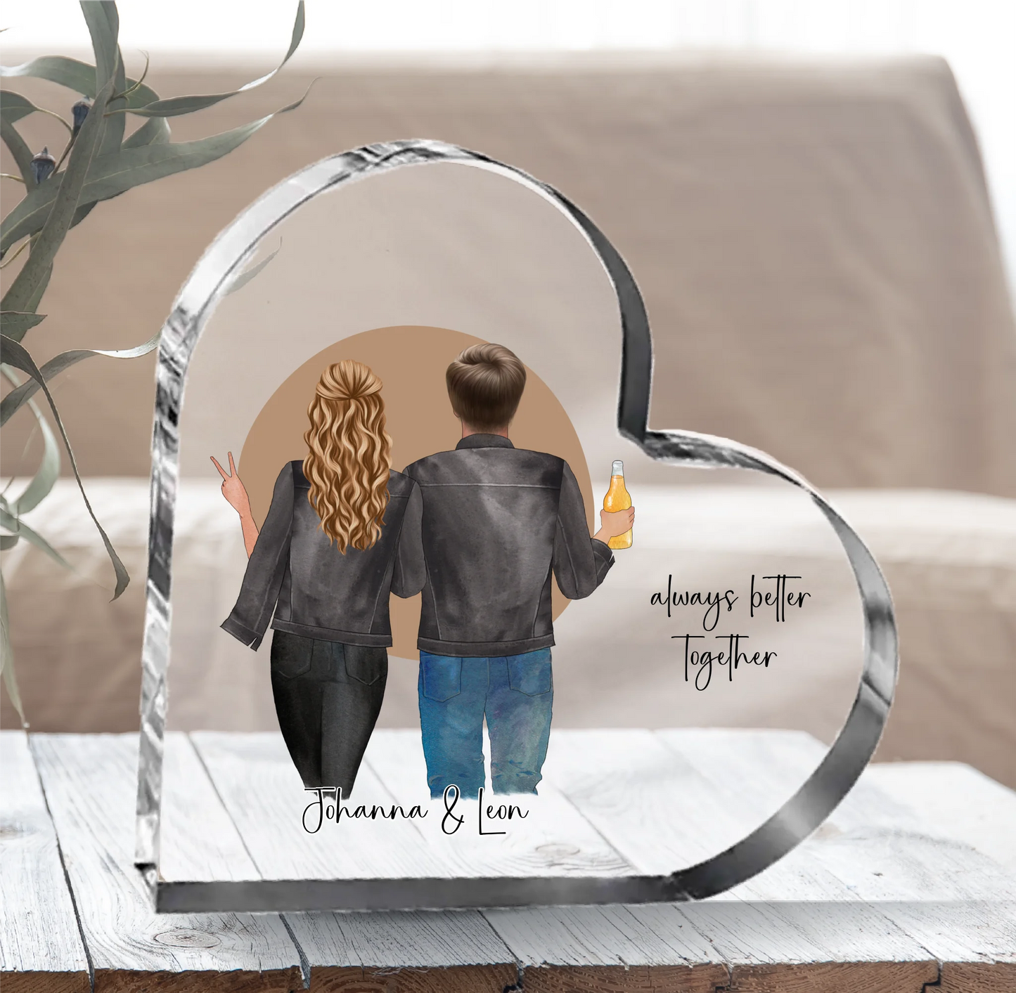 Bester Freundin & Beste Freundin Herz Glasaufsteller