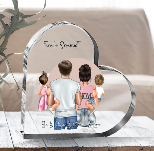 Familie Herz Glasaufsteller