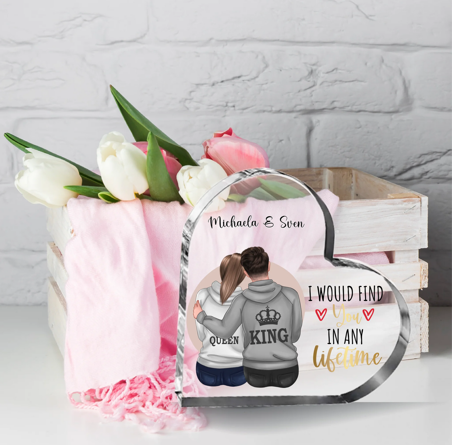 Paar Herz Glasaufsteller