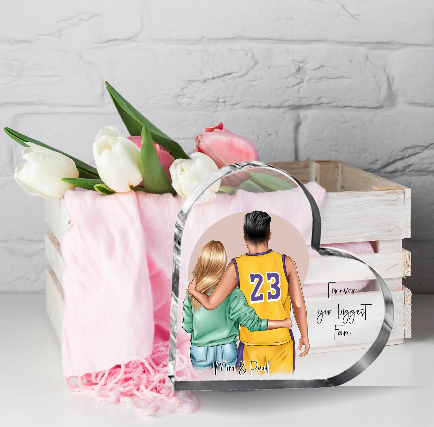 Basketball Paar Herz Glasaufsteller