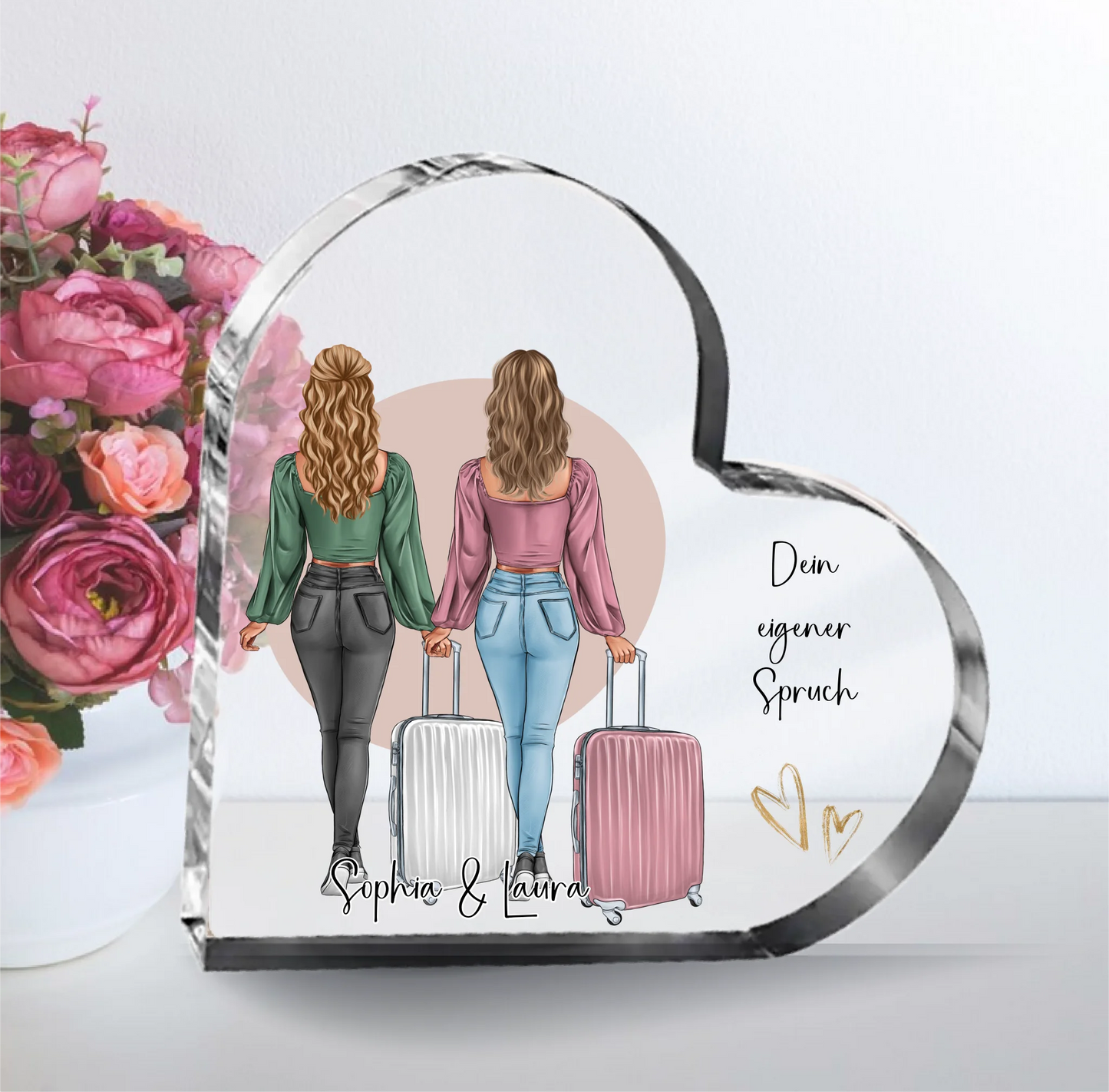 1-2 Personen Reise Freundin Herz Glasaufsteller