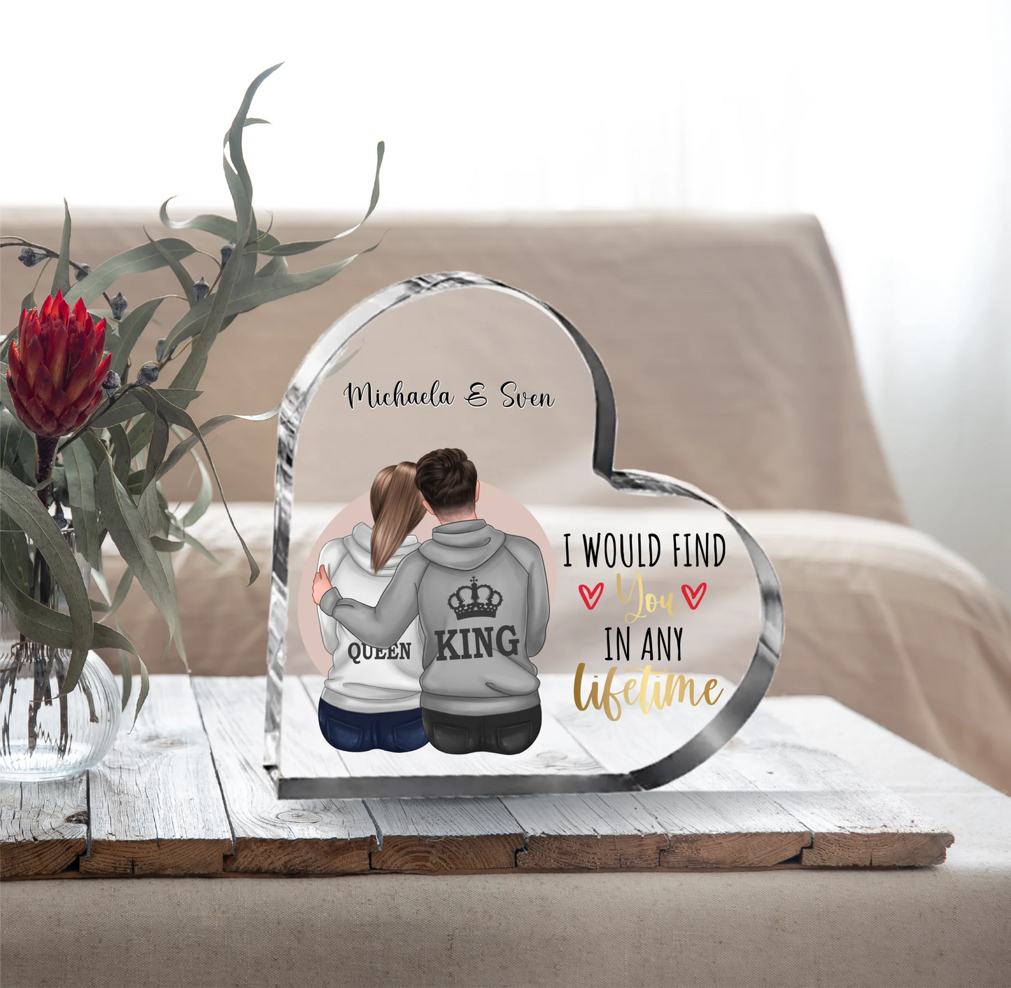 Paar Herz Glasaufsteller